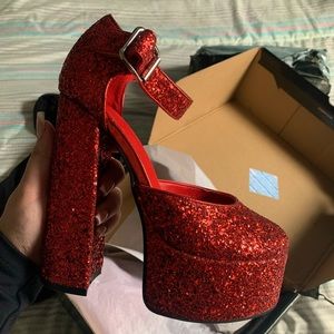 Dolls Kill Trickz N’ Treatz Ruby Shine Platform Heels